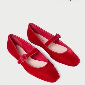 Loeffler Randall Red Velvet Mary Jane Flats